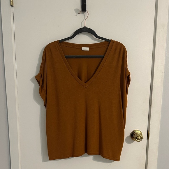 Mod Ref Brown V-Neck Blouse - Picture 1 of 2